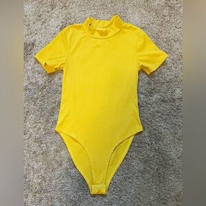 Mustard Yellow Ribbed Body Suit